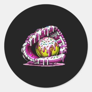 Softbal Druppel Ice Cream Sprinkles Softbal Handsc Ronde Sticker