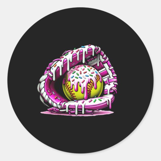 Softbal Druppel Ice Cream Sprinkles Softbal Handsc Ronde Sticker (Voorkant)