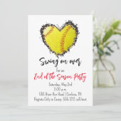 Softbal Einde Seizoen Feest Uitnodiging (Staand voorkant)