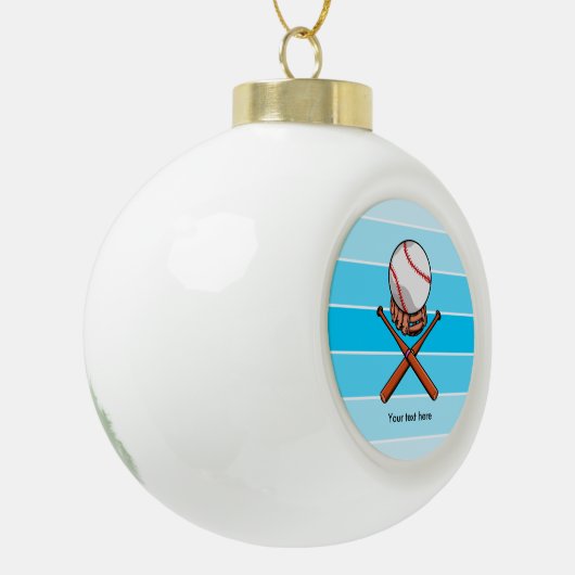 Softbal en Cross Bats met blauwe strepen Keramische Bal Ornament (Links)