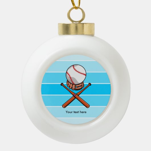 Softbal en Cross Bats met blauwe strepen Keramische Bal Ornament (Voorkant)
