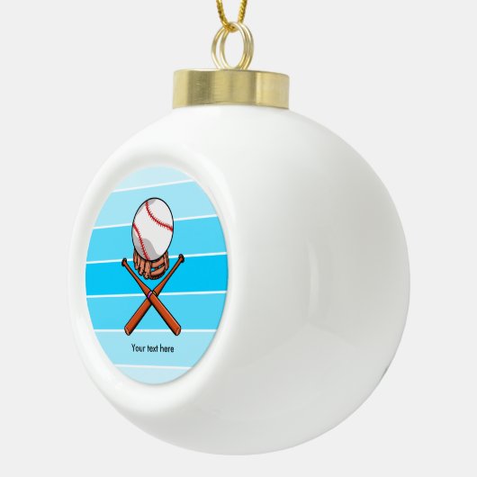 Softbal en Cross Bats met blauwe strepen Keramische Bal Ornament (Rechts)