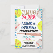 Softbal- en honkbalfeestuitnodiging kaart (Voorkant)