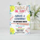 Softbal- en honkbalfeestuitnodiging kaart (Staand voorkant)