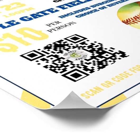 Softbal Evenement Fondsenwerving School Kerk Coach Poster (Hoek)