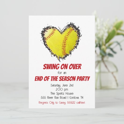 Softbal Feest Uitnodiging (Staand voorkant)