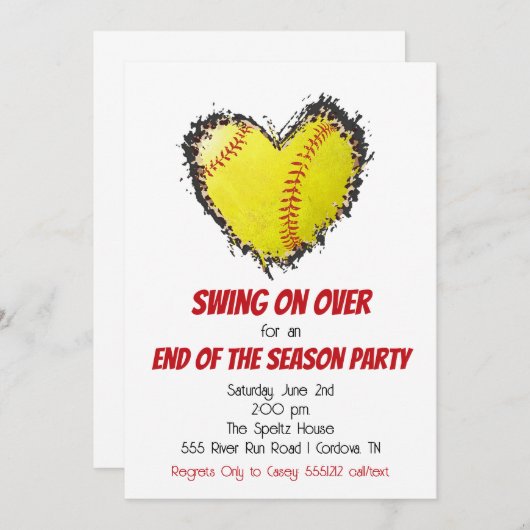 Softbal Feest Uitnodiging (Voorkant / Achterkant)