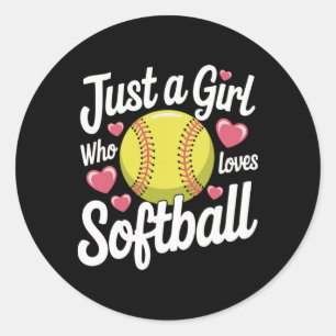 Softbal Gewoon Een Meisje Dat Van Softbal Houdt Ronde Sticker