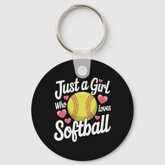 Softbal Gewoon Een Meisje Dat Van Softbal Houdt Sleutelhanger (Voorkant)