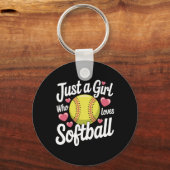 Softbal Gewoon Een Meisje Dat Van Softbal Houdt Sleutelhanger (Voorkant)