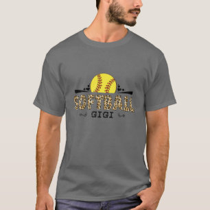 Softbal Gigi Luipaard Patroon Moederdag Liefhebber T-shirt