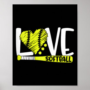Softbal Grafisch Gezegde Voor Tiener Meisjes En Vr Poster