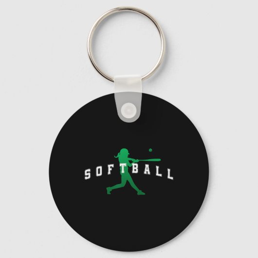 Softbal Green Team Speler Varsity Tekst Sleutelhanger (Voorkant)