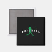 Softbal Groene Team Speler Varsity Tekst Magneet (Voorkant / Achterkant)