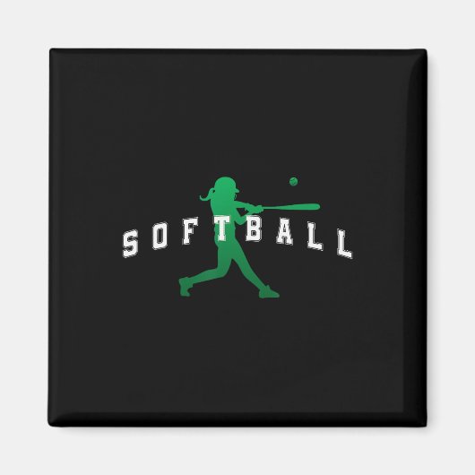 Softbal Groene Team Speler Varsity Tekst Magneet (Voorkant)
