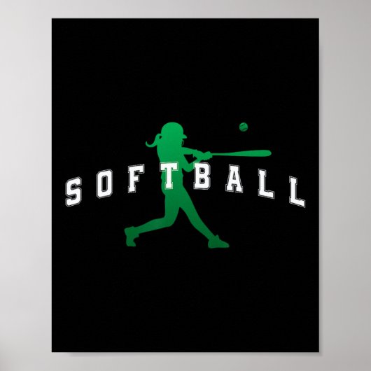 Softbal Groene Team Speler Varsity Tekst Poster (Voorkant)