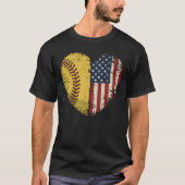 Softbal Hart Amerikaanse Vlag 4 juli  T-shirt (Voorkant)