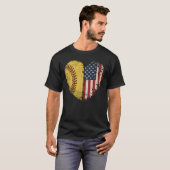Softbal Hart Amerikaanse Vlag 4 juli  T-shirt (Voorkant volledig)