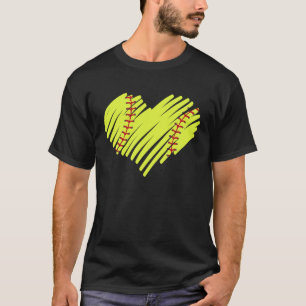 Softbal Hart Bal Mam Papa Mannen Vrouwen Honkbal T-shirt