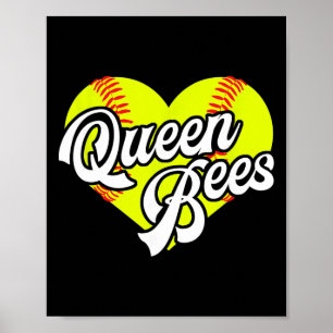 Softbal Hart Koninginbijen Team T-bal League Meisj Poster