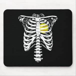Softbal Hart Skelet Ribbenkast Halloween Liefde Zo Muismat