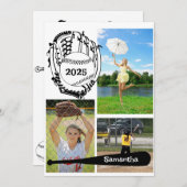 Softbal/Honkbal 3 Foto Collage Wit Aankondiging (Voorkant / Achterkant)