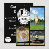 Softbal/Honkbal 3 Photo Collage Zwart Aankondiging (Voorkant / Achterkant)