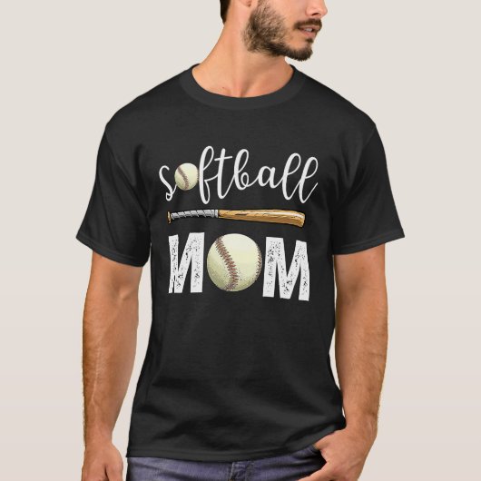 Softbal Honkbal Moeder coll Moederdag Softbal T-shirt (Voorkant)
