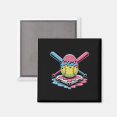 Softbal Ijs Druppel - Schattige Softbal Speler Magneet (Voorkant / Achterkant)