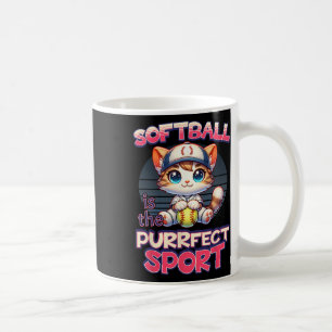 Softbal is de perfecte sport Schattige poes kat ki Koffiemok