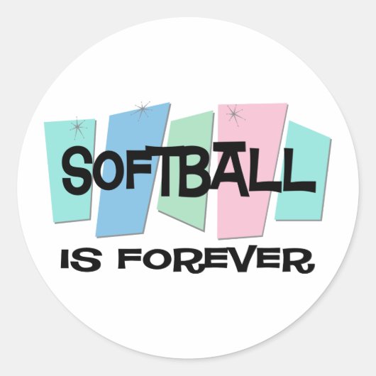 Softbal is voor altijd ronde sticker (Voorkant)