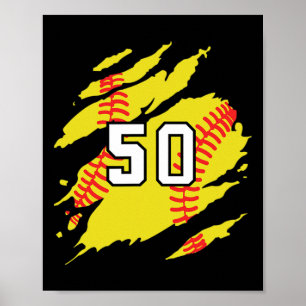 Softbal Jersey Nummer #50 Sportspeler Fan Jerse Poster