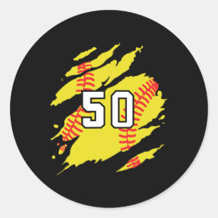 Softbal Jersey Nummer #50 Sportspeler Fan Jerse Ronde Sticker