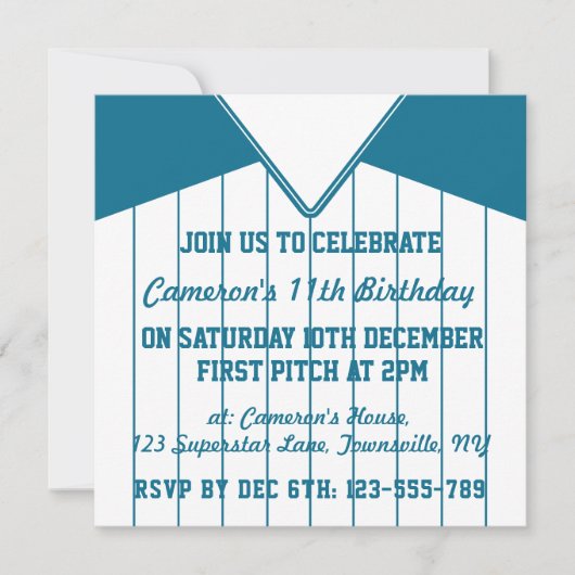 Softbal Jersey themafeest nodigt uit tot Sjabloon Kaart (Voorkant)