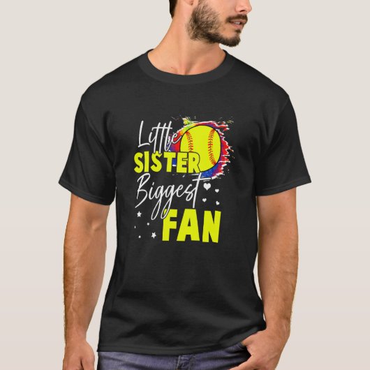 Softbal Jonge Zus Grootste Fan Tie Dye Softbal T-shirt (Voorkant)