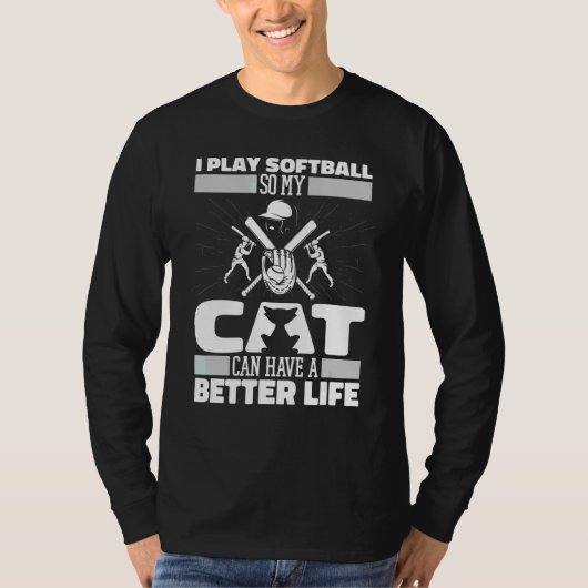 Softbal Kat Slagman Werper Vanger Softbal T-shirt (Voorkant)