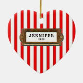 Softbal Kerst Geschenk Keramisch Ornament (Achterkant)