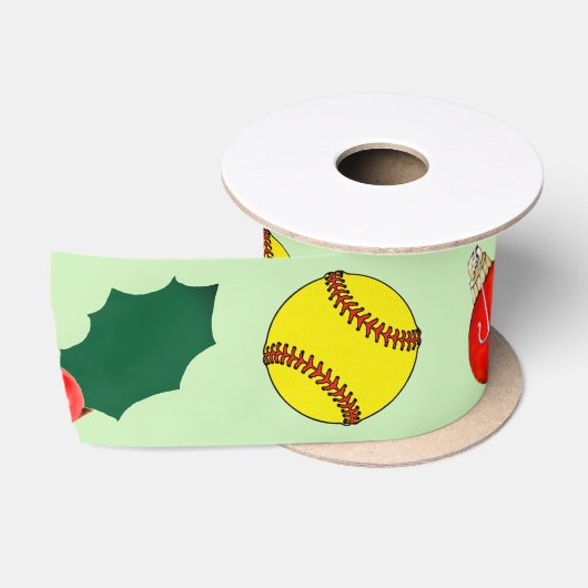 Softbal Kerst Geschenk Satijnen Lint (Spoel)