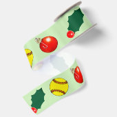 Softbal Kerst Geschenk Satijnen Lint (Achterkant)