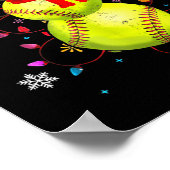 Softbal Kerst Grappige Softbal Sneeuwman Kerstmis Poster (Hoek)