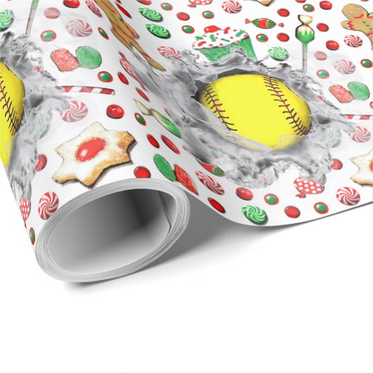 Softbal Kerstcadeau Cadeaupapier (Rol Hoek)