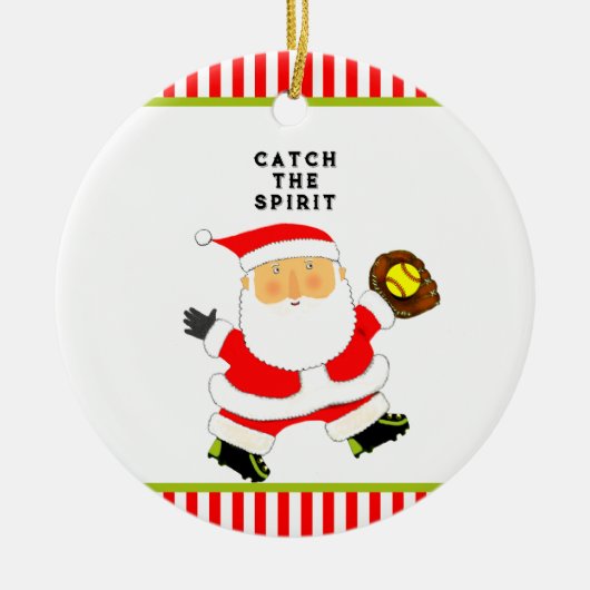 Softbal Kerstcadeau Keramisch Ornament (Voorkant)