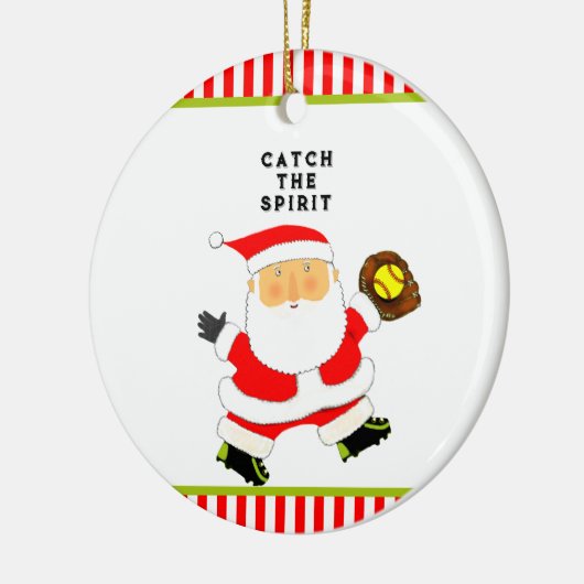 Softbal Kerstcadeau Keramisch Ornament (Links)