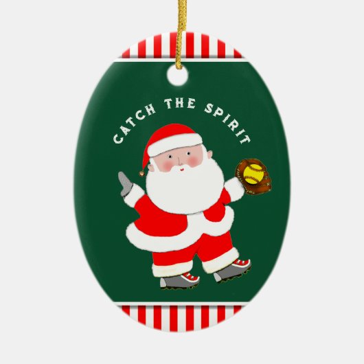 Softbal Kerstcadeau Keramisch Ornament (Voorkant)