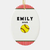 Softbal Kerstcadeau Keramisch Ornament (Achterkant)
