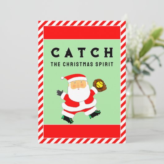 Softbal Kerstcadeaukaart Feestdagenkaart (Staand voorkant)