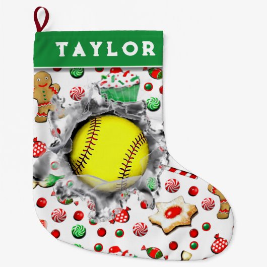 Softbal Kerstcadeaus Grote Kerstsok (Voorkant)