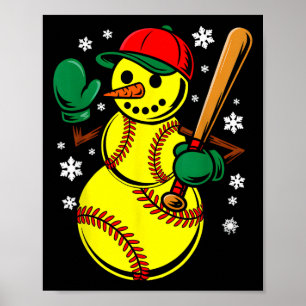 Softbal Kerstman Hoed Sneeuwman Kerstmis Grappige Poster