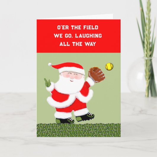Softbal Kerstmis Feestdagen Kaart (Voorkant)