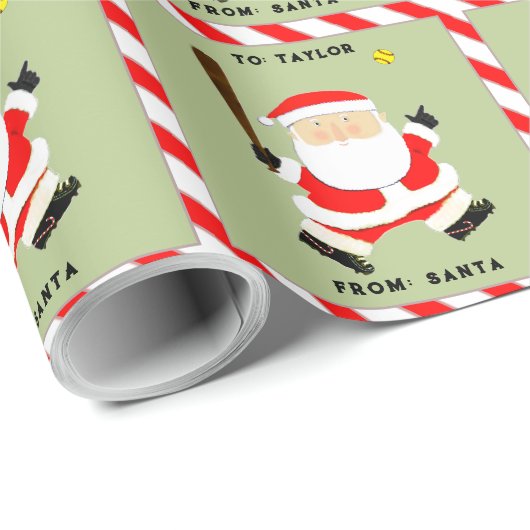 Softbal Kerstvakantie Cadeaupapier (Rol Hoek)